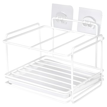 Homely Zakka 日式簡約工藝鐵製水槽檯面瀝水收納置物架  1個  17 x 15 x 10cm  白色