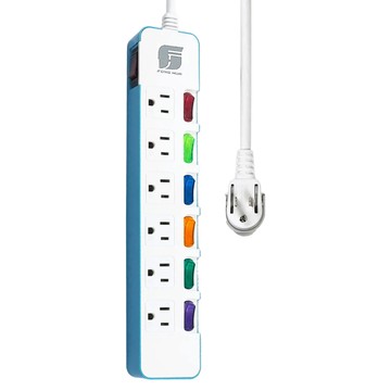 崶華 翹翹板開關七開六插15A三芯電腦延長線 1.2M AC 110V 60Hz  白色  1條