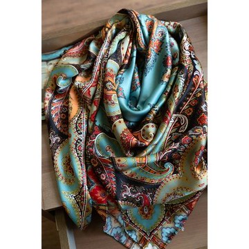 美爆尼泊爾風！重磅緞面真絲絲巾 女桑蠶絲140大方巾圍巾披肩兩用