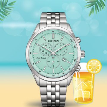 CITIZEN 星辰錶 藍調夜光 光動能 計時腕錶 男錶 手錶 聖誕節 禮物-42mm AT2570-56M