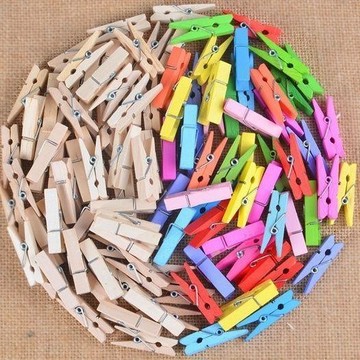 【桃園發貨+免運】幼兒園環創材料小木夾照片夾彩色小夾子照片牆小木夾子桌面小夾子GHD