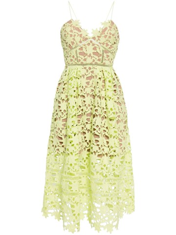 Self-Portrait - Azalea lace midi dress - women - Polyester/Polyester/Elastane - 8 - Green