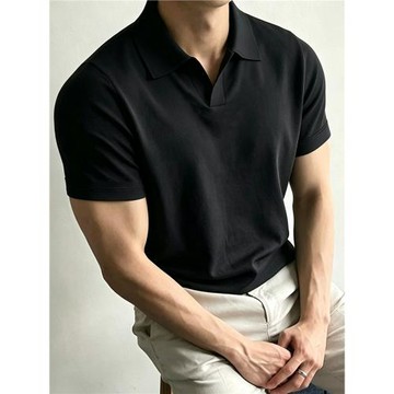 美式正肩收袖口polo衫250g老錢顯肩肌肉短袖健身運動海鷗翻領T恤