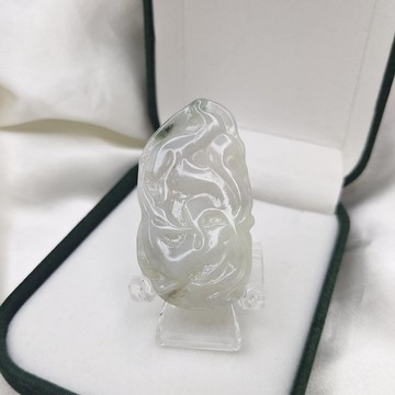 冰紫羅蘭飄花 九尾狐吊墜 牌件 玉墜 | 天然緬甸玉A貨翡翠