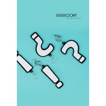 VAVAVOOMY ！？符號耳環 特色亞克力夜店問號感嘆號時尚耳夾耳飾