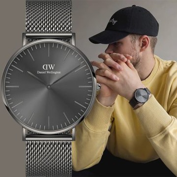Daniel Wellington DW Classic Mesh Graphite 經典極簡美學米蘭帶手錶 新春換新 送禮首選-40mm/灰框 DW00100630