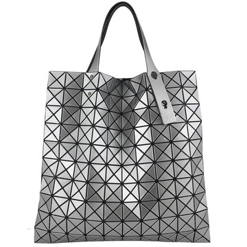 ISSEY MIYAKE 三宅一生 BAOBAO 銀色亮面方格10x10側肩/手提包