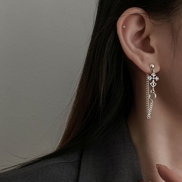 4.28小寶S925銀六芒星十字架鏈條耳環小眾設計輕奢高級感時尚耳飾