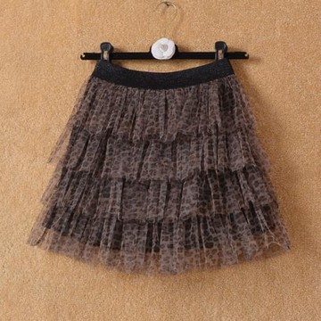 2022春夏季新款時尚高腰百搭蓬蓬短裙豹紋層層蛋糕裙A字半身裙女