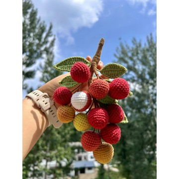 手工🏷️手工diy荔枝掛件鈎針編織材料包汽車出風口夾勾毛綫禮物打髮時間交換禮物 創意毛線編織易上手包敎程 ABVG