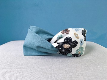 雙拼髮帶 / 湖水藍蠟筆