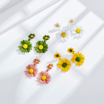 【RJNewYork】日系小雛菊甜美百搭耳針式耳環(4色可選)