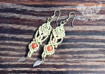 माण貴石（紅玉髓）編織耳環 pia040