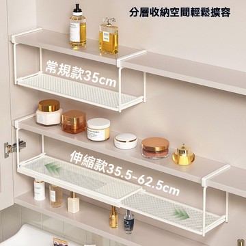 鏡櫃下壁掛式收納盒 浴室收納盒 免打孔置物架 化妝品置物架 鏡櫃收納盒 居家收納 浴室收納 吊櫃下掛架 懸掛式 可伸縮