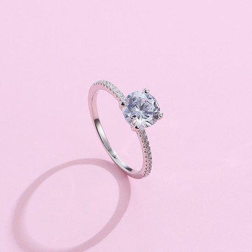 高級感戒指輕奢小眾精致純銀鉆戒女仿真鉆石鋯石食指戒時尚個性潮