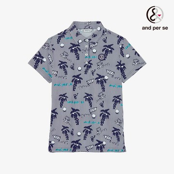 【and per se】女款深藍色具遮熱防曬吸汗速乾透氣功能POLO衫 DLV29685