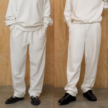 ok center 原白 超厚疏織機布 加厚運動休閑針織褲 微收腳