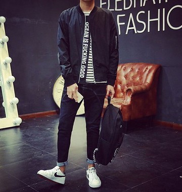 FIND.韓國 軍綠 外套 黑 兩色 夾克 超好搭 尼龍外套 男 女 潮流 RAP 大學