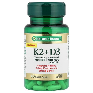 Nature's Bounty, 維生素 K2 + D3，60 粒素食膠囊