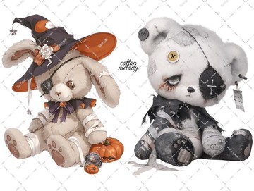 原創貼紙 no.D40 // 人物貼紙 原創貼紙 裝飾貼紙 歌德風兔熊醬 15種各2張 合計30張