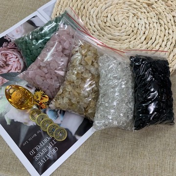 單賣 聚寶盆內容物✨有聚寶盆者還差五色石的都在這邊♥️天然五色水晶石搭配元寶及五帝錢組✅開運符✅天然水晶 A0219