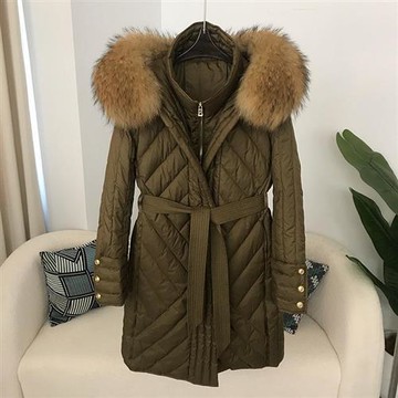 【巴黎精品】現貨+預購 頂級貉子毛領真羽絨外套白鴨絨外套羽絨衣秋冬大碼女裝-連帽綁帶女外套4色a1ld89
