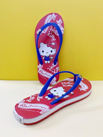 【震撼精品百貨】Hello Kitty 凱蒂貓 台灣製Hello kitty正版成人45周年限定款夾腳拖鞋-紅色#19123 震撼日式精品百貨