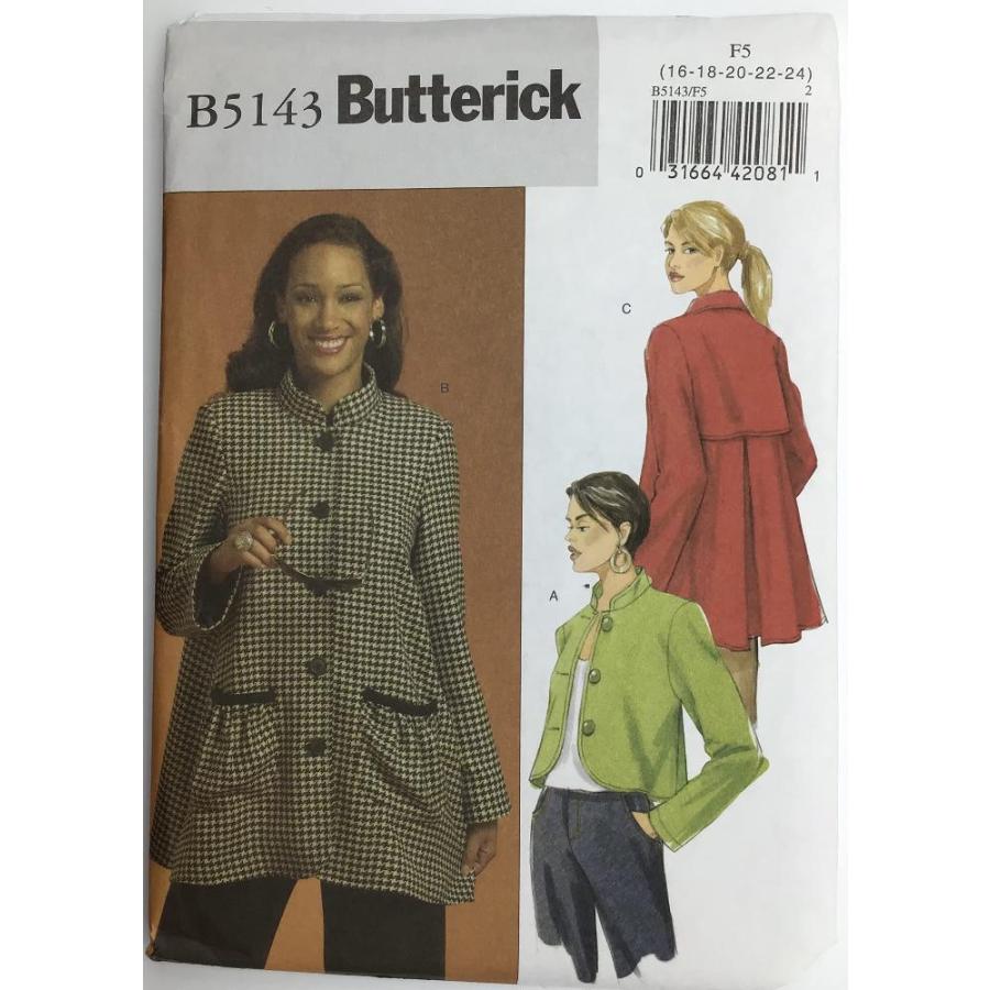 Butterick 5143 Sewung Pattern Misses Jacket  Coats Size 16-24