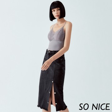 SO NICE【特惠】側開衩牛仔窄裙｜都會時尚女裝【29243002】