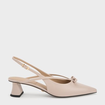 真皮小扭結繞踝跟鞋