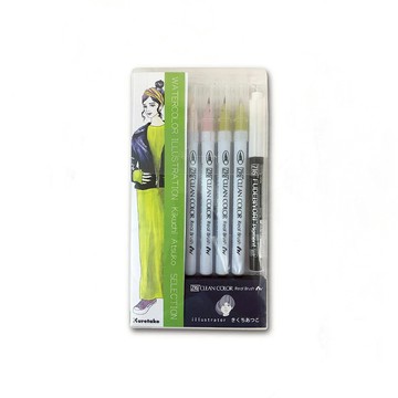 【Kuretake 吳竹】吳竹x菊池敦子 水彩插畫組合 皮革 /組 ECD160-031(日本品牌)