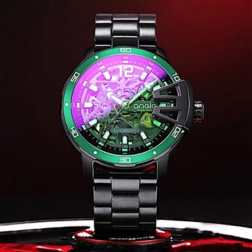 鏤空綠圈 鋼帶款 霧砂黑