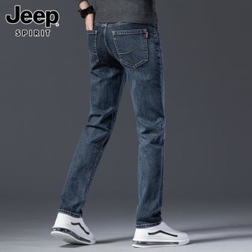 吉普牛仔褲男士冬季時尚修身小腳長褲新款潮流青年加絨加厚褲子男