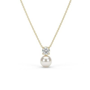 EM【eileen me】X ISOWA 月光 四爪鑽石珍珠項鍊 實驗室鑽石 Dcolor 0.45ct 手工訂製