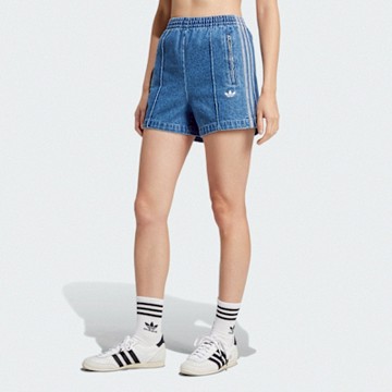 adidas 愛迪達 短褲 女 休閒褲 丹寧 亞規 FIREBIRD SHORT 藍 JD2562