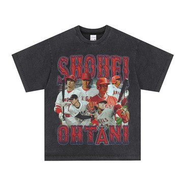 大谷翔平 Shohei Ohtani 純棉T恤 美式 水洗 水洗短T 短袖 oversize t恤 落肩 街頭 潮流穿搭