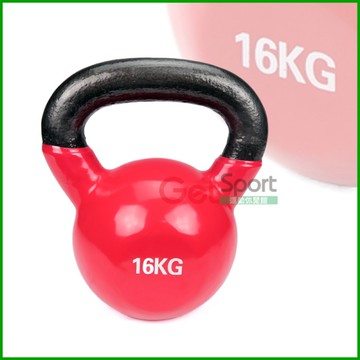 浸膠壺鈴16公斤(16kg壺鈴/甩啞鈴/包膠壺鈴/拉環啞鈴/重訓/核心肌群/GetSport)