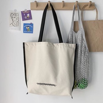 帆布包女單肩ins日系韓風百搭小眾個子大學生上課帶拉鏈手提袋潮