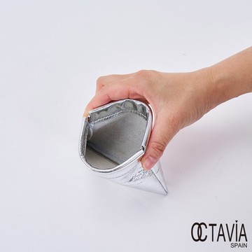 OCTAVIA 8 真皮- 超魅力 金屬時尚彈壓多用途短夾零錢包 - 十足銀