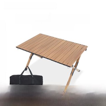 黑鹿（BLACKDEER）木紋鋁合金蛋卷桌戶外便攜式桌椅露營野餐折疊