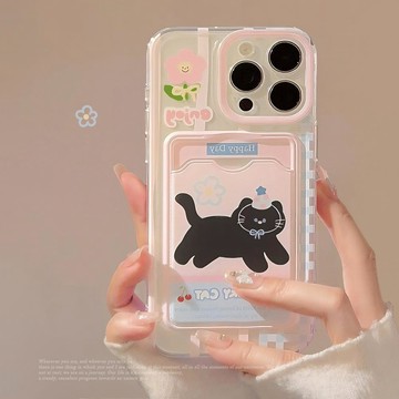 卡包ins可愛花朵貓咪適用iphone15手機殼17promax蘋果14透明11/16
