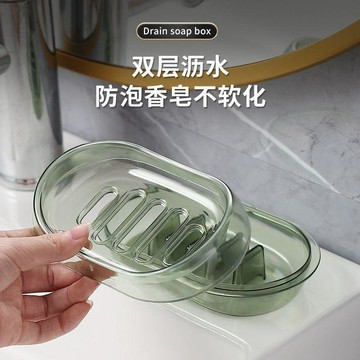 ✅日用品百貨透明雙層瀝水肥皂盒免打孔創意家用衛生架香皂盒【台灣出貨】