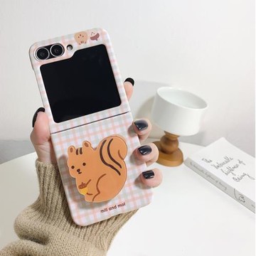 松鼠適用三星zflip7fe手機殼zflip6折疊屏flip5全包W25心系天下保護套超薄大視窗小眾女新款高級感可愛防摔