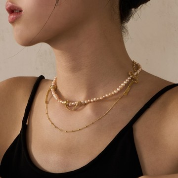 Soft | 金色漣漪粉珍珠項鍊