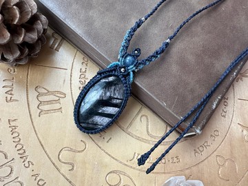 N1130 民族風 蠟線編織 紫蘇輝石 不鏽鋼珠 項鍊 (可調長度)