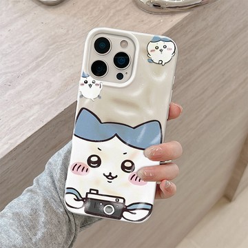 拍照可愛吉伊 蘋果16Plus保護殼 iPhone17ProMax 15 14 13 12 11 時尚隕石紋理 大孔軟殼