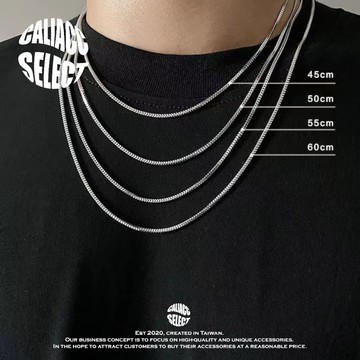 【CALI】現貨 316L鈦鋼 蛇骨 細鏈 方鍊 鎖骨鏈 嘻哈 鈦鋼 飾品 百搭 夏天 項鍊/3MM基礎款 頸鍊 搭配