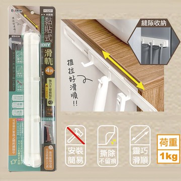 米諾諾 黏貼式DIY滑軌4鉤 荷重1kg 掛勾 滑軌掛鉤 收納吊鉤 置物鉤