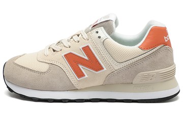 NEW BALANCE 574 CALM TAUPE ORANGE WOMENS