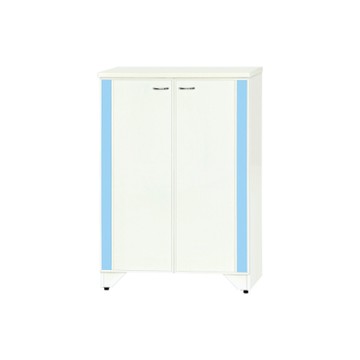 Birdie南亞塑鋼-2.4尺直飾造型二開門防水塑鋼鞋櫃(白色+粉藍色)-73x36.5x103.5cm